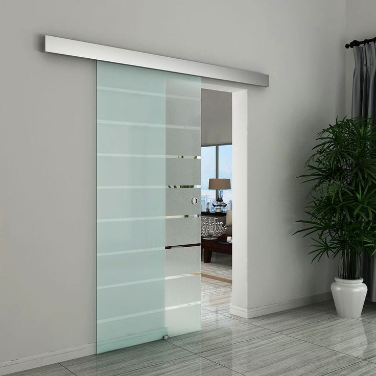 Frosted Glass Sliding door design for kitchen